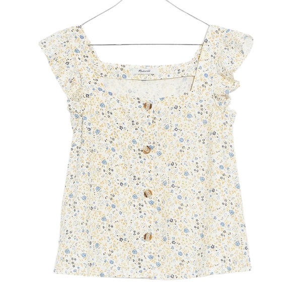 Madewell Tops - MADEWELL • Linen-Blend Ruffle-Strap Button-Up Tank Top in Folkmagic Floral